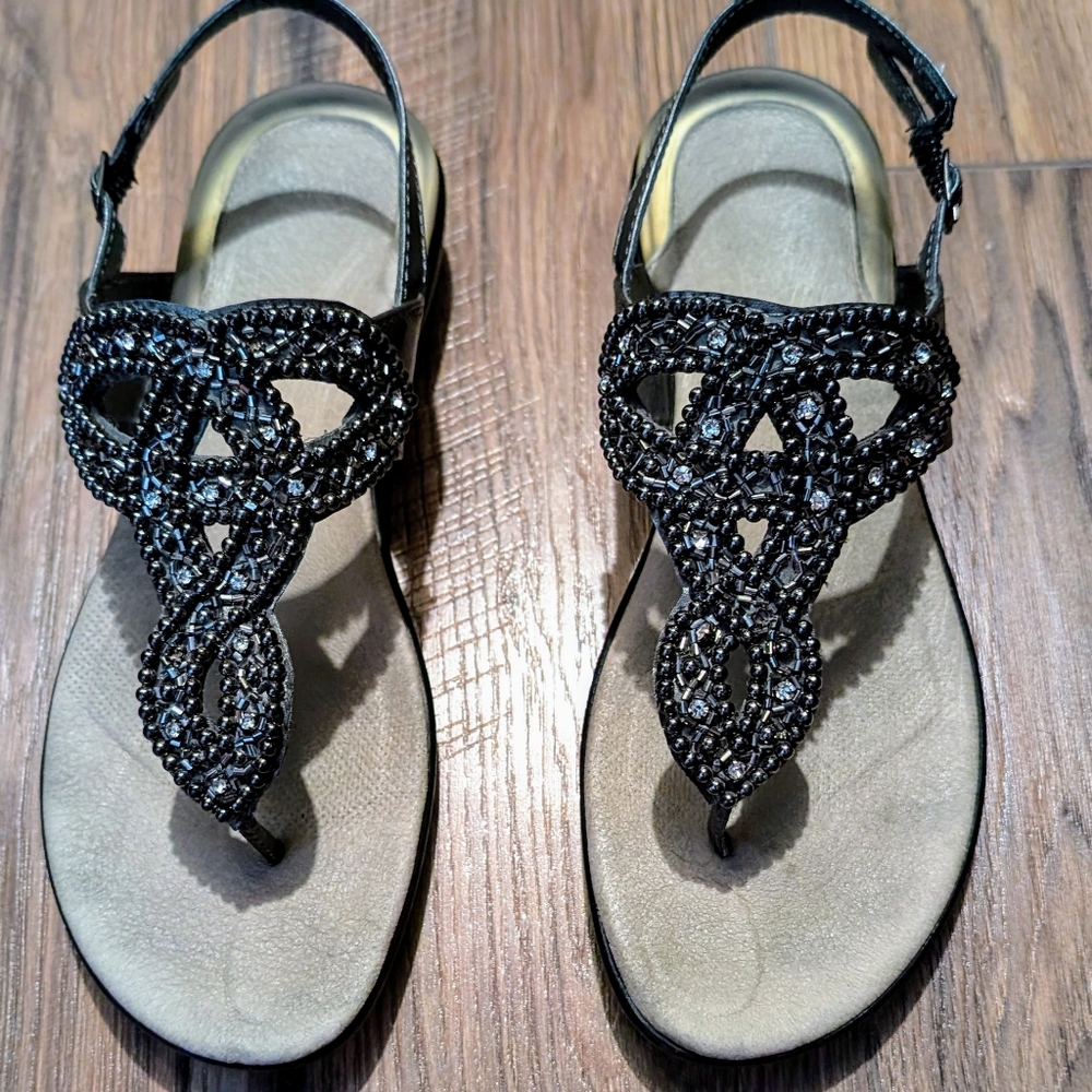 CLEARANCE Dr Scholl's Silver Sparkle Thong Comfort Sandals- purchased in France